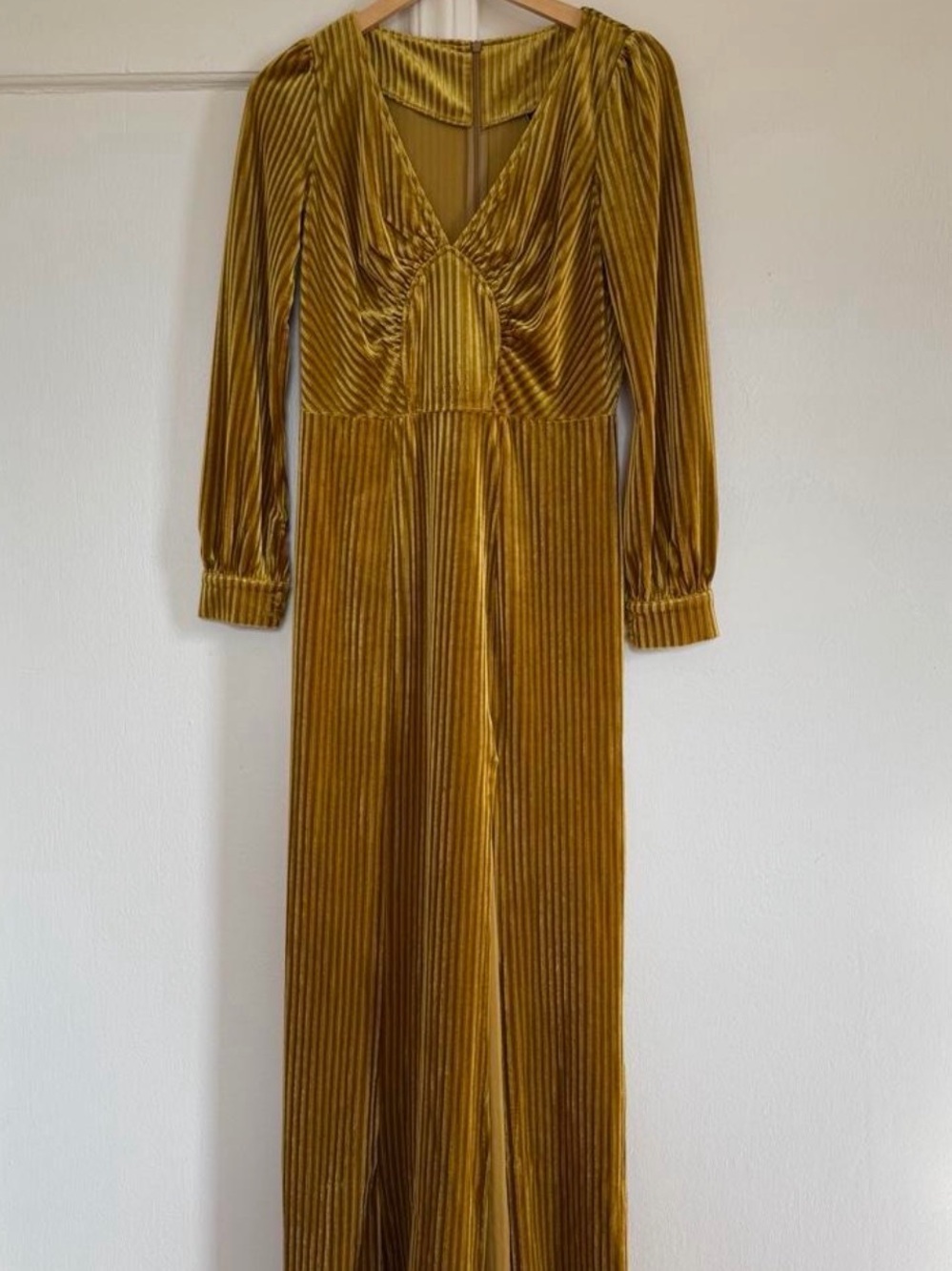 Voodoo Vixen Gold Velvet Long Sleeve Maxi Dress
